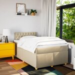 vidaXL Sommier à lattes de lit avec matelas crème 120x190 cm tissu