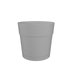 Pot à fleurs et plantes rond plastique - Réservoir d'eau - Ø 30 cm - Gris clair