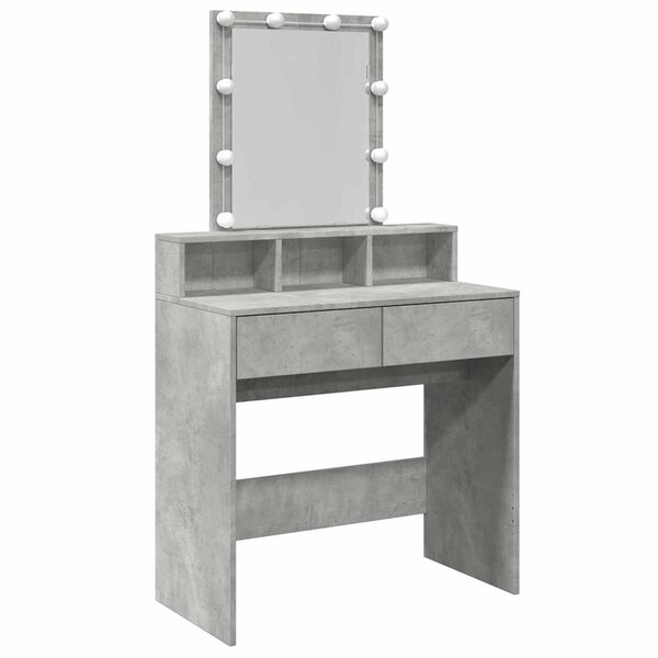 vidaXL Coiffeuse avec LED gris béton 80x41x144 5 cm