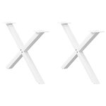 vidaXL Pieds de table basse en forme de X  2 pièces  blanc  70 x (42-43) cm  acier