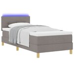 vidaXL Lit à ressort LED avec matelas Taupe 100 x 200 cm tissu