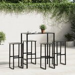 vidaXL Tabourets de bar lot de 4 noir acier enduit de poudre