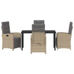 Set de salle à manger jardin de 5 pièces avec coussins en rotin poly beige