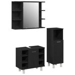 vidaXL Ensemble de mobilier de salle de bain avec étagère 3 Pièces Noir
