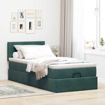 vidaXL Cadre de lit ottoman avec matelas vert foncé 90x200 cm velours
