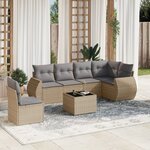 vidaXL Salon de jardin avec coussins 7 Pièces beige résine tressée