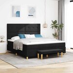vidaXL Lit à ressorts avec tête de lit Noir 200 x 180 cm tissu