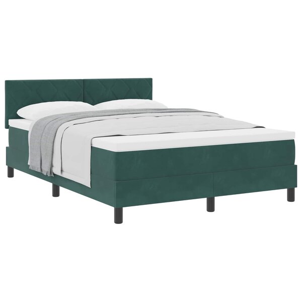 vidaXL Lit à ressorts avec matelas Vert foncé 140 x 190 cm Velours