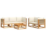 vidaXL Ensemble de canapés de jardin 6 pièces avec coussins en bois d'acacia et corde