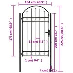 vidaXL Portail de jardin avec dessus arqué Acier 100 x 175 cm Noir