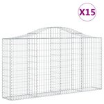 vidaXL Paniers à gabions arqués 15 Pièces 200x30x100/120 cm Fer galvanisé