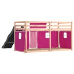 vidaXL Lit superposé sans matelas avec toboggan et rideaux 90x190 cm