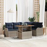 vidaXL Ensemble de canapé de jardin 6 Pièces Gris et bleu marine