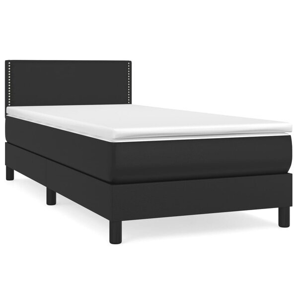 vidaXL Sommier à lattes de lit avec matelas Noir 90x190 cm Similicuir