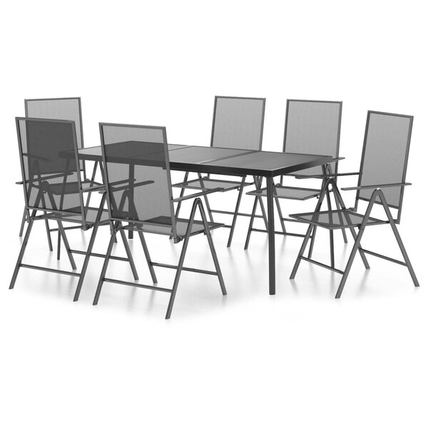 vidaXL Ensemble à manger de jardin 7 Pièces anthracite acier