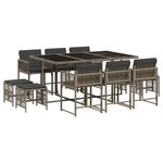 vidaXL Ensemble à manger de jardin 11Pièces avec coussins gris poly rotin