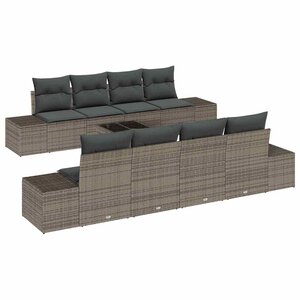 vidaXL Ensemble de canapé de jardin 9 pièces avec coussins gris en poly rotin