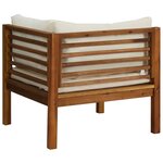 vidaXL Canapé d'angle sectionnel et coussin blanc crème Bois d'acacia