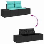 vidaXL Ensemble de canapé de jardin 7 Pièces Noir et turquoise polyrotin