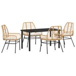 vidaXL Ensemble de salle à manger de jardin 5 pièces avec coussins Marron Poly Rattan