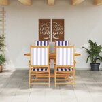 vidaXL Ensemble de salle à manger pour jardin 5 Pièces Bleu et blanc