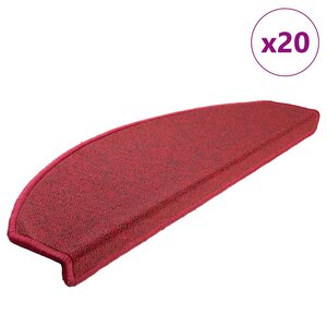 vidaXL Tapis d'escalier 20 pièces 65 x 24 x 4 cm Rouge Demi-rond Grand