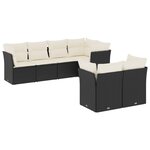vidaXL Salon de jardin 7 Pièces avec coussins noir résine tressée