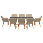 vidaXL Ensemble de salle à manger pour jardin 9 Pièces Beige polyrotin