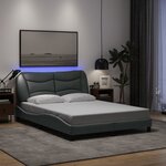 vidaXL Cadre de lit avec LED sans matelas Hvar gris clair 140x190 cm tissu