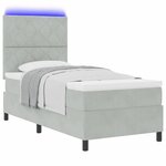 vidaXL Lit à ressort LED avec matelas Gris clair 90 x 190 cm Velours