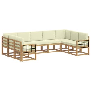 vidaXL Ensemble de canapés d'extérieur 9 Pièces Blanc et crème