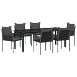 vidaXL Ensemble de salle à manger pour jardin 7 Pièces Noir et gris
