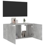 vidaXL Meuble TV mural avec lumières LED gris béton 80x35x41 cm
