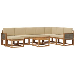 vidaXL Ensemble de canapés d'extérieur 9 pc Naturel et Beige