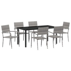 vidaXL Ensemble de salle à manger pour jardin 7 Pièces Gris polyrotin