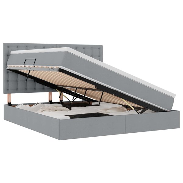 vidaXL Lit avec rangement et matelas Gris clair 180 x 200 cm tissu