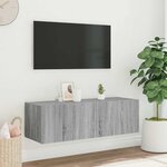 vidaXL Meuble TV mural avec lumières LED sonoma gris 100x35x31 cm