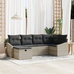 vidaXL Ensemble de Canapés de Jardin 6 Pièces avec Coussins Gris Clair en Rattan Polyvalent