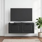 vidaXL Meuble TV mural Noir 78 5 x 31 x 30 cm Bois d'ingénierie
