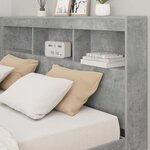 vidaXL Tête de lit de rangement Gris béton 135 cm Bois d'ingénierie