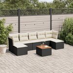 vidaXL Salon de jardin 8 Pièces avec coussins noir résine tressée