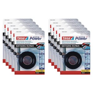 Ruban de Réparation Extreme Repair 19 mm x 2 5m Etanchéité Isolation Noir x 10 TESA