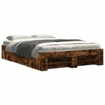 vidaXL Cadre de lit sans matelas chêne fumé 135x190 cm bois ingénierie