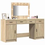 vidaXL Table de Toilette avec tiroir 3 Pièces Marron Bois d'ingénierie