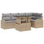 vidaXL Ensemble de salon de jardin 6 pièces avec des coussins beiges en poly rotin