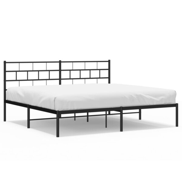 vidaXL Cadre de lit métal sans matelas et tête de lit noir 180x200 cm