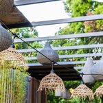 Guirlande lumineuse raccordable éxtérieure - Abat-jour polyrotin - 10 ampoules filament E27 LED