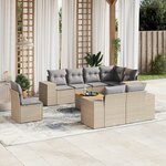 vidaXL Salon de jardin avec coussins 9 Pièces beige résine tressée