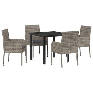 vidaXL Ensemble de salle à manger pour jardin 5 Pièces Gris polyrotin