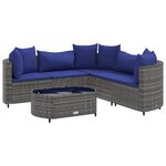 vidaXL Salon de jardin 6 Pièces avec coussins gris résine tressée